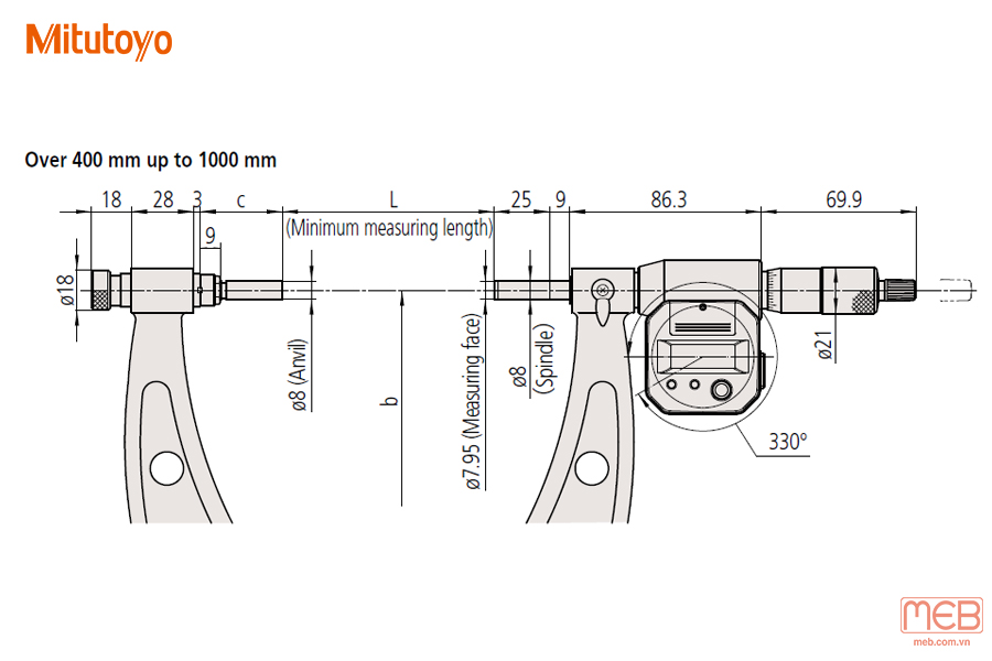 Panme đo ngoài điện tử series 340 Mitutoyo